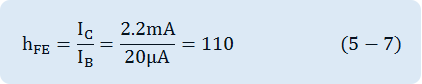 h_FE=I_C/I_B =2.2mA/20μA=110 