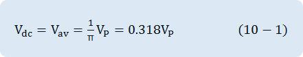 V_dc=V_av=1/π V_P=0.318V_P
