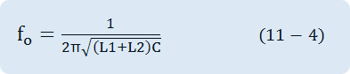 f_o=1/(2π√((L1+L2)C))